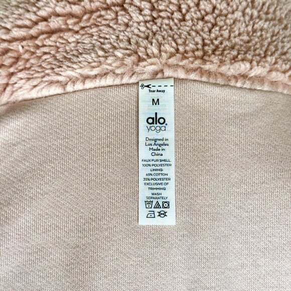 ALO Yoga Sherpa Varsity Jacket - Dusty Pink - Size Medium - Picture 8 of 8